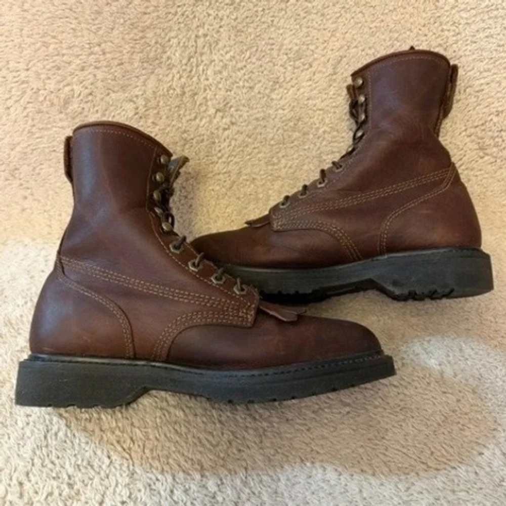Masterson Boot Co RB881 Work Lacer Boot Mens 9EW Brown 8-inch Leather EUC